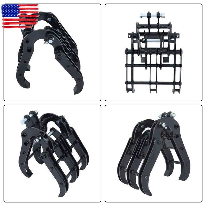 DURAFORCE Mini Excavator Bucket Grapple - Adjustable Wide Jaw Claw for Digging & Grabbing