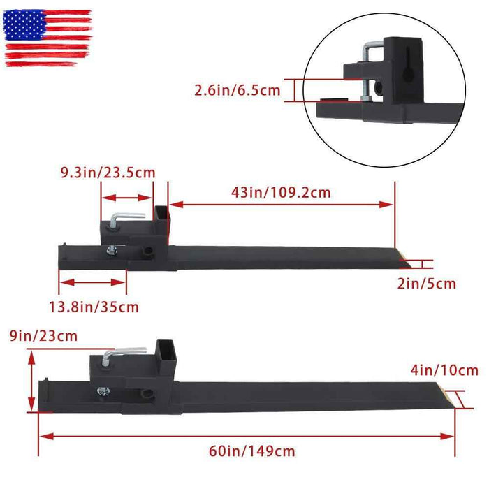 DURAFORCE Tractor Pallet Forks 60" 4000Lbs Clamp On Bucket Loader Attachment Skid Steer