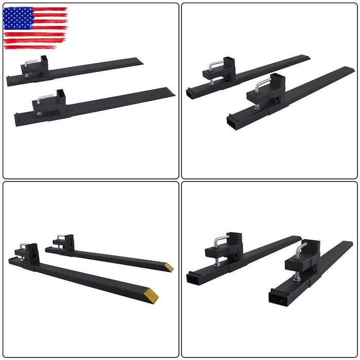 DURAFORCE Tractor Pallet Forks 60" 4000Lbs Clamp On Bucket Loader Attachment Skid Steer