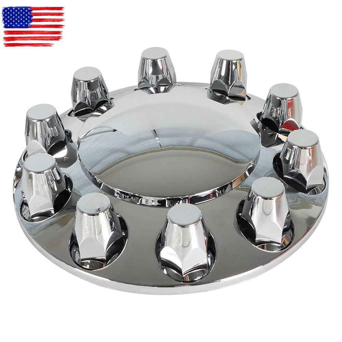 DURAFORCE 33mm Lug Front + Rear Complete Chrome Hub Cover Semi Truck Wheel Kit Axle Cover