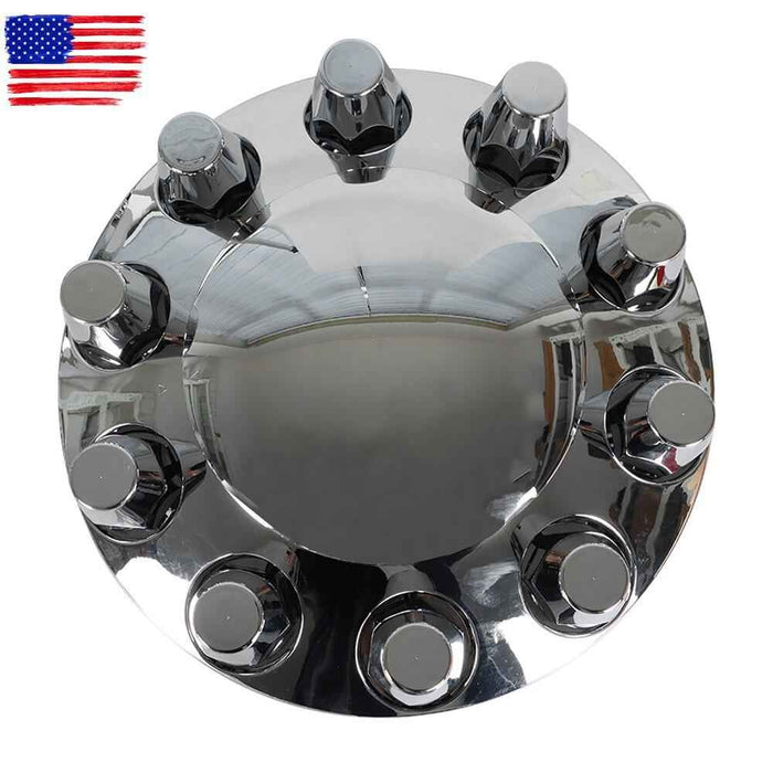 DURAFORCE 33mm Lug Front + Rear Complete Chrome Hub Cover Semi Truck Wheel Kit Axle Cover