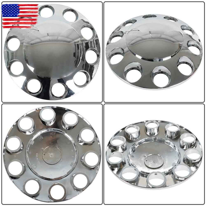 DURAFORCE 33mm Lug Front + Rear Complete Chrome Hub Cover Semi Truck Wheel Kit Axle Cover