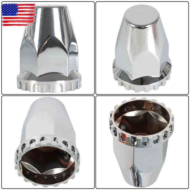 DURAFORCE 33mm Lug Front + Rear Complete Chrome Hub Cover Semi Truck Wheel Kit Axle Cover