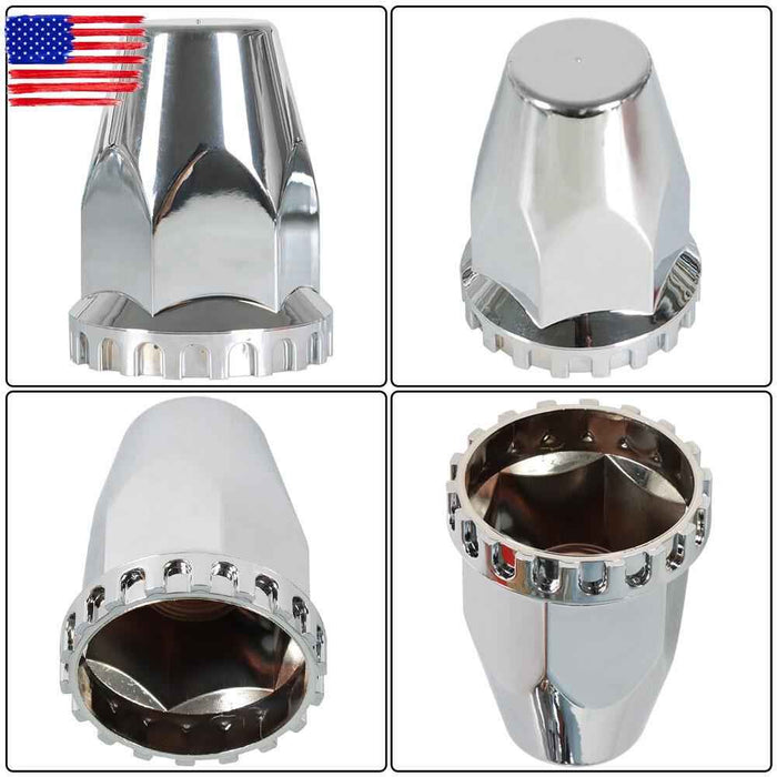 DURAFORCE 33mm Lug Front + Rear Complete Chrome Hub Cover Semi Truck Wheel Kit Axle Cover