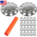DURAFORCE 33mm Lug Front + Rear Complete Chrome Hub Cover Semi Truck Wheel Kit Axle Cover
