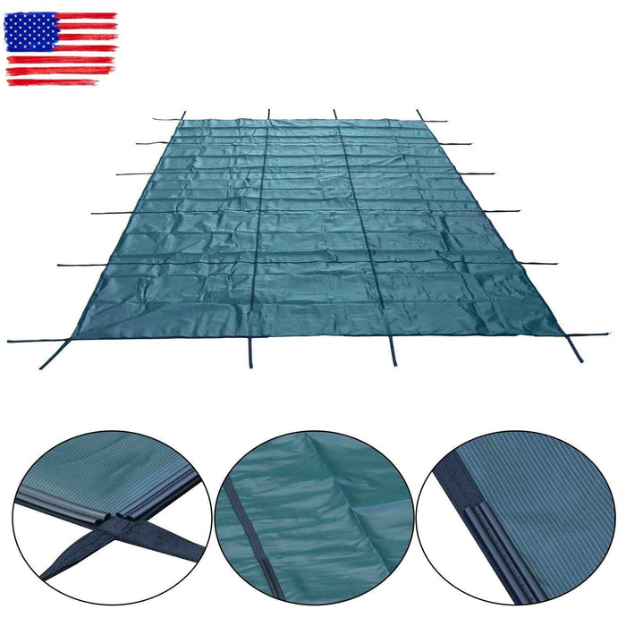 DURAFORCE Inground Swimming Pool 18×34ft Rectangle Safety Pool Cover Green Mesh For 16×32