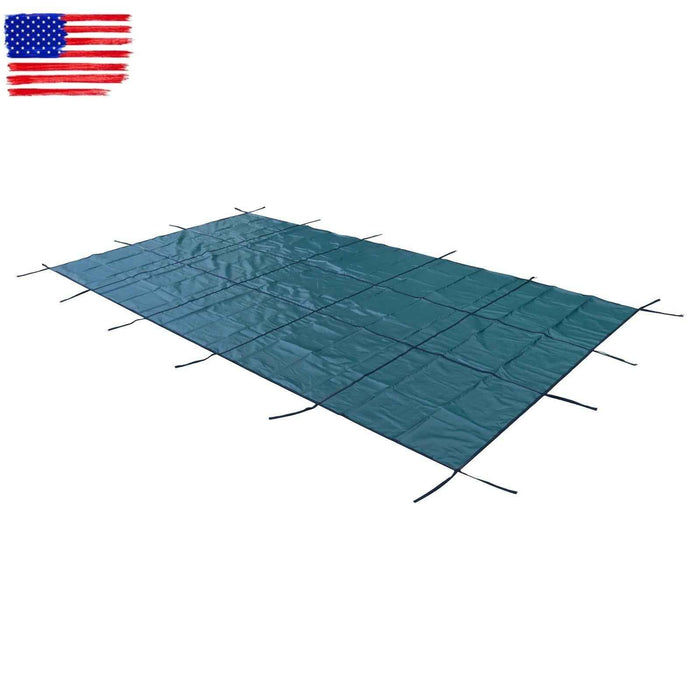 DURAFORCE Inground Swimming Pool 18×34ft Rectangle Safety Pool Cover Green Mesh For 16×32