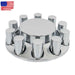 DURAFORCE 33mm Lug Nuts Thread-On Semi Truck & Rear Chrome Wheel Axle Cover Hub Cap