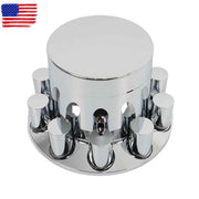 DURAFORCE 33mm Lug Nuts Thread-On Semi Truck & Rear Chrome Wheel Axle Cover Hub Cap