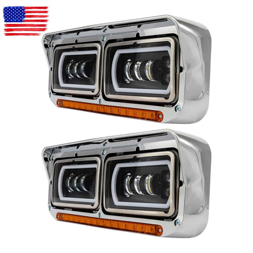 DURAFORCE LED DRL Projector Headlights Lamp For Western Star 4800 For Kenworth W900 81-19