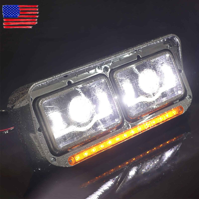 DURAFORCE LED DRL Projector Headlights Lamp For Western Star 4800 For Kenworth W900 81-19