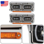 DURAFORCE LED DRL Projector Headlights Lamp For Western Star 4800 For Kenworth W900 81-19