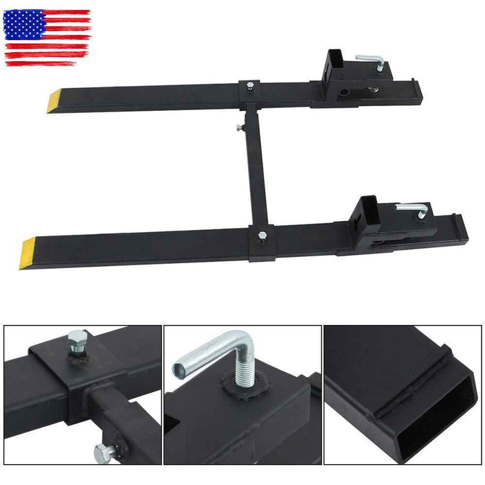 DURAFORCE 4000Lbs 60" Tractor Clamp On Pallet Forks Bucket Quick Attach W/ Stabilizer Bar