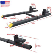 DURAFORCE 4000Lbs 60" Tractor Clamp On Pallet Forks Bucket Quick Attach W/ Stabilizer Bar