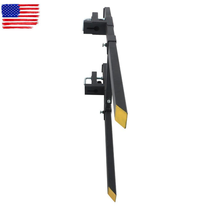 DURAFORCE 4000Lbs 60" Tractor Clamp On Pallet Forks Bucket Quick Attach W/ Stabilizer Bar