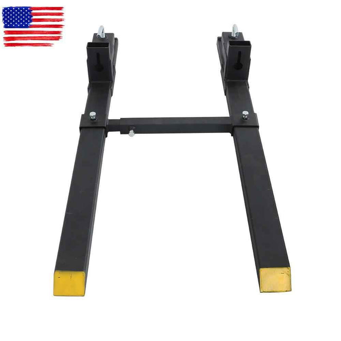 DURAFORCE 4000Lbs 60" Tractor Clamp On Pallet Forks Bucket Quick Attach W/ Stabilizer Bar