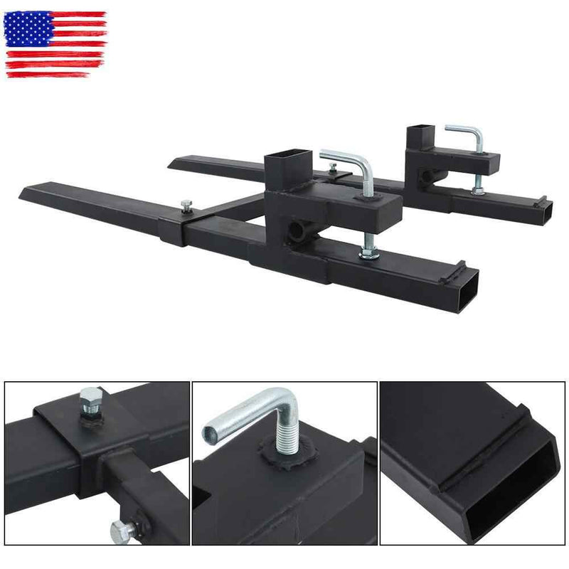 DURAFORCE 4000Lbs 60" Tractor Clamp On Pallet Forks Bucket Quick Attach W/ Stabilizer Bar
