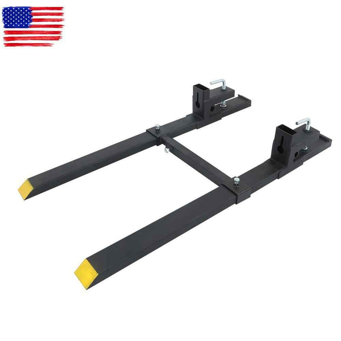 DURAFORCE 4000Lbs 60" Tractor Clamp On Pallet Forks Bucket Quick Attach W/ Stabilizer Bar