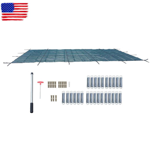 DURAFORCE In Ground Pools for Swimming 20x38 ft Pool Safety Cover Rectangular Green PP