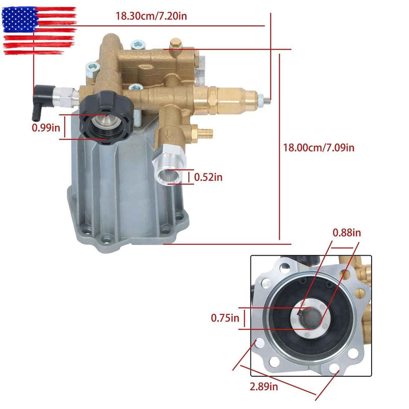 DURAFORCE 3/4" Shaft 2800 PSI Power Pressure Washer Pump For RMV25G30D-EZ, RMV2.5G30DEZ