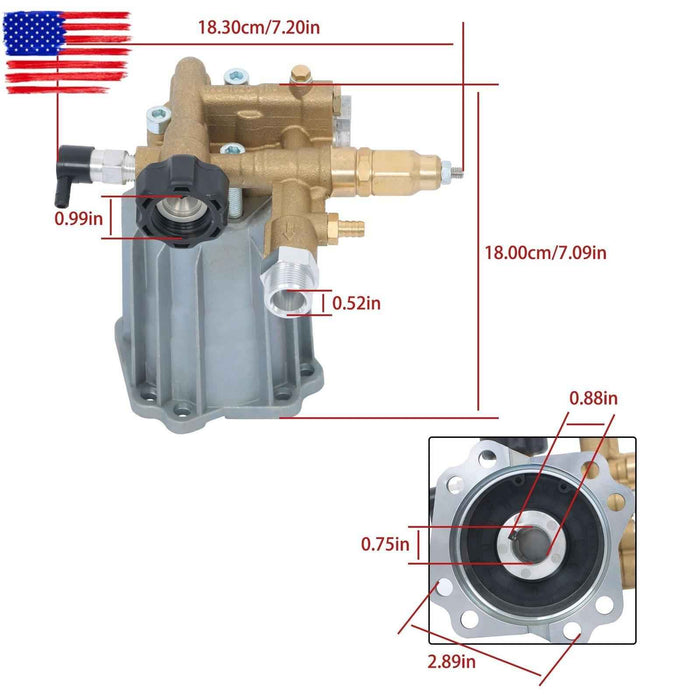 DURAFORCE 3/4" Shaft 2800 PSI Power Pressure Washer Pump For RMV25G30D-EZ, RMV2.5G30DEZ