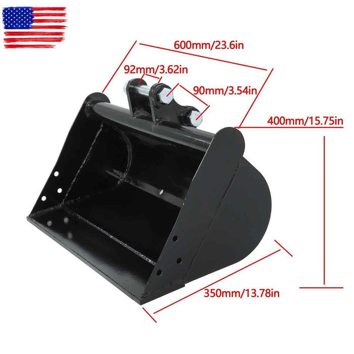 DURAFORCE For Mini Excavator Accessories Flat Plain No Teeth Bucket Attachment 600mm