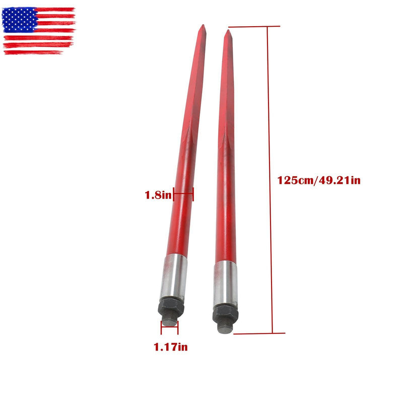 DURAFORCE 2Pcs 49" Hay Spike Bale Spears 4500lb Cap Each Skid Steer Attachments Tractor