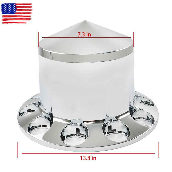 DURAFORCE Front & Rear Semi Truck Wheel Axle Covers Spiked Chrome Hub Cover Kit 33mm