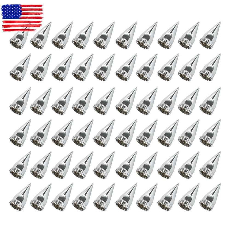 DURAFORCE Front & Rear Semi Truck Wheel Axle Covers Spiked Chrome Hub Cover Kit 33mm
