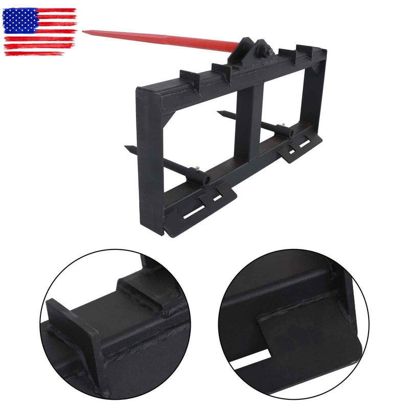 DURAFORCE Skid Steer 49" Hay Bale Spear Attachment Heavy Duty Tractor Bale Handling Hitch