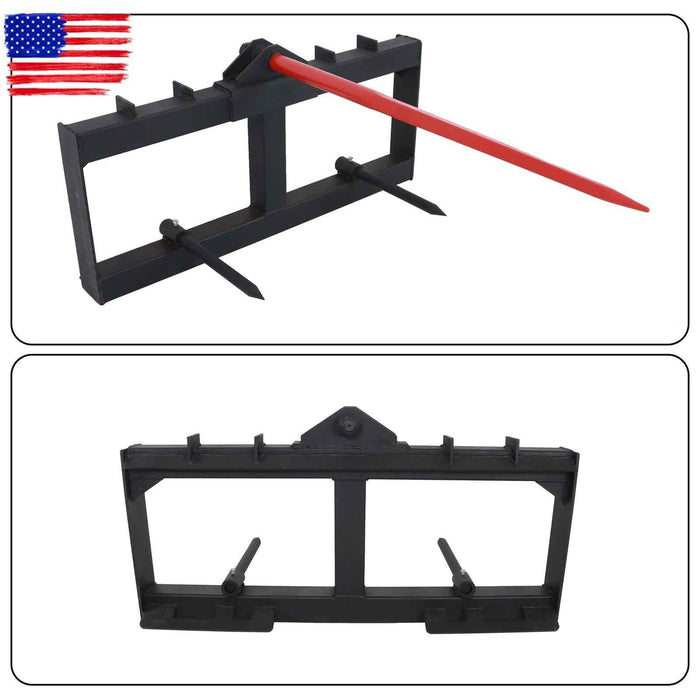 DURAFORCE Skid Steer 49" Hay Bale Spear Attachment Heavy Duty Tractor Bale Handling Hitch