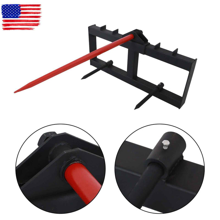DURAFORCE Skid Steer 49" Hay Bale Spear Attachment Heavy Duty Tractor Bale Handling Hitch
