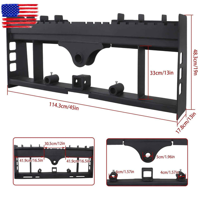 DURAFORCE Heavy-Duty Skid Steer Pallet Fork Frame W/Receiver Hitch & Spear Sleeves 2500LBS