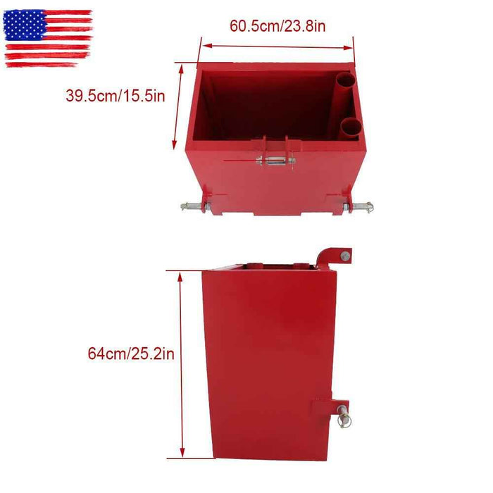 DURAFORCE Ballast Box 3 Point Category 1 Tractor Loader 2" Hitches Quick Tach Attachment