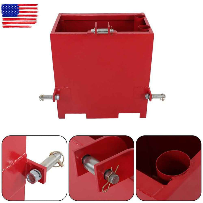 DURAFORCE Ballast Box 3 Point Category 1 Tractor Loader 2" Hitches Quick Tach Attachment