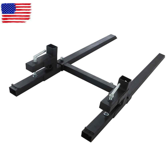 DURAFORCE 2000lbs 60" Clamp On Pallet Forks Tractor Bucket With Adjustable Stabilizer Bar