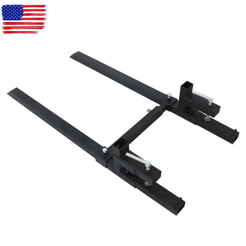DURAFORCE 2000lbs 60" Clamp On Pallet Forks Tractor Bucket With Adjustable Stabilizer Bar