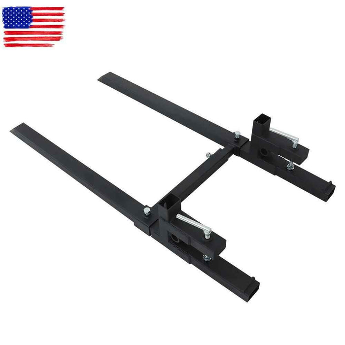 DURAFORCE 2000lbs 60" Clamp On Pallet Forks Tractor Bucket With Adjustable Stabilizer Bar