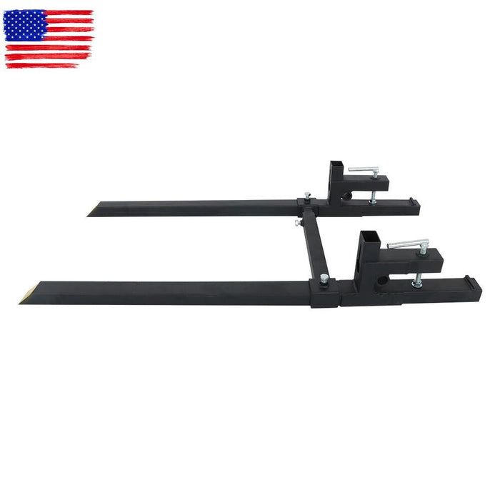 DURAFORCE 2000lbs 60" Clamp On Pallet Forks Tractor Bucket With Adjustable Stabilizer Bar