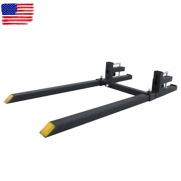 DURAFORCE 2000lbs 60" Clamp On Pallet Forks Tractor Bucket With Adjustable Stabilizer Bar