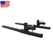 DURAFORCE 2000lbs 60" Clamp On Pallet Forks Tractor Bucket With Adjustable Stabilizer Bar
