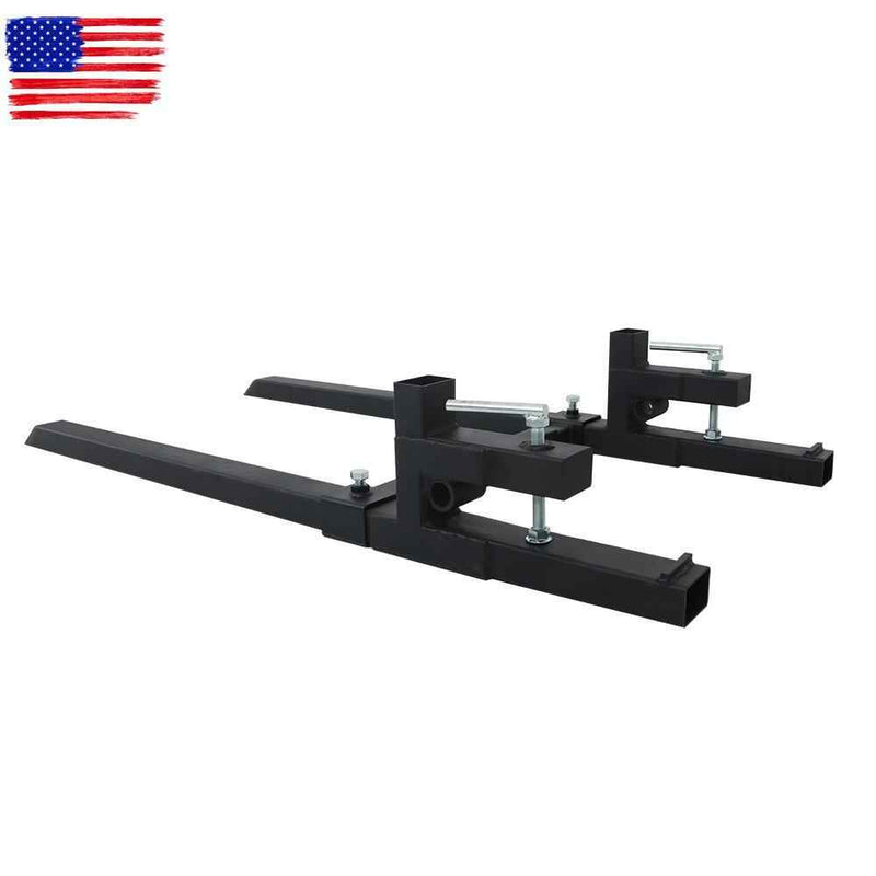 DURAFORCE 2000lbs 60" Clamp On Pallet Forks Tractor Bucket With Adjustable Stabilizer Bar
