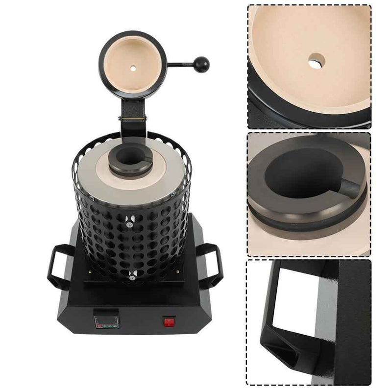 DURAFORCE Upgraded 1400W 110V Electric Gold Melting Furnace Forge Kit Mesh 3KG Crucible