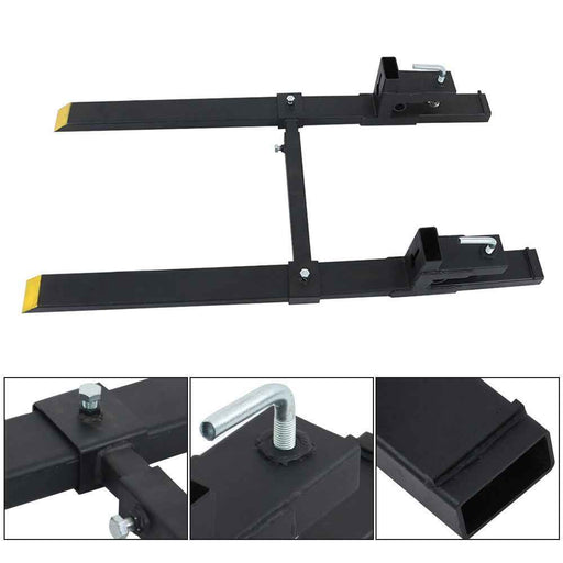 DURAFORCE Quick Attach 4000Lbs 60" Tractor Clamp On Pallet Forks Bucket W/ Stabilizer Bar