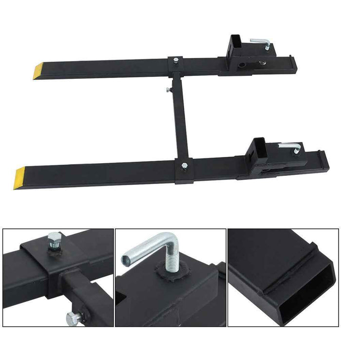 DURAFORCE Quick Attach 4000Lbs 60" Tractor Clamp On Pallet Forks Bucket W/ Stabilizer Bar