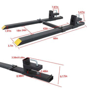 DURAFORCE Quick Attach 4000Lbs 60" Tractor Clamp On Pallet Forks Bucket W/ Stabilizer Bar