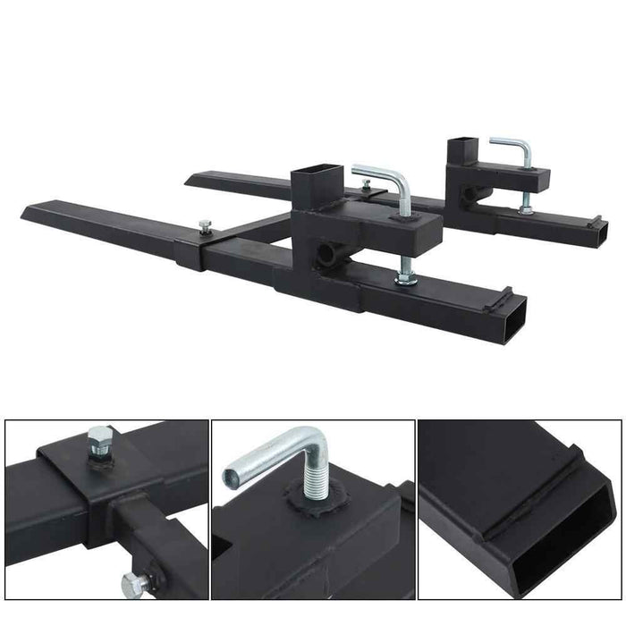 DURAFORCE Quick Attach 4000Lbs 60" Tractor Clamp On Pallet Forks Bucket W/ Stabilizer Bar