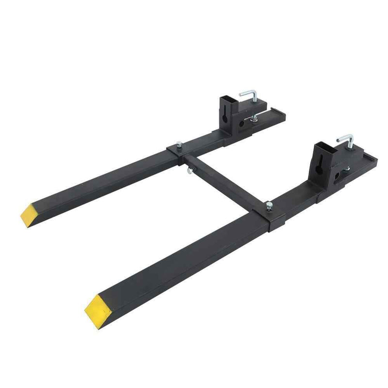 DURAFORCE Quick Attach 4000Lbs 60" Tractor Clamp On Pallet Forks Bucket W/ Stabilizer Bar
