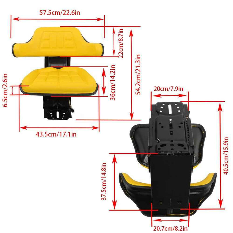 DURAFORCE Yellow Suspension Tractor Seat For John Deere 1530 2020 2030 2040 2240 2640 2530