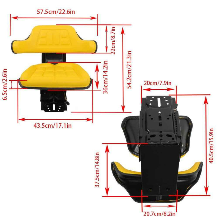 DURAFORCE Yellow Suspension Tractor Seat For John Deere 1530 2020 2030 2040 2240 2640 2530